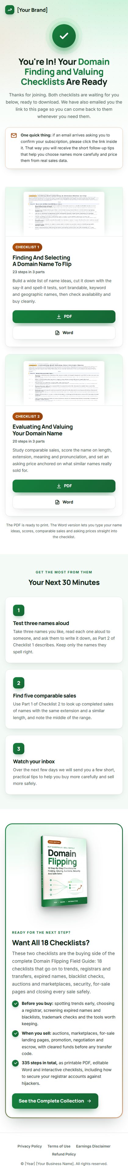 The download page on a phone
