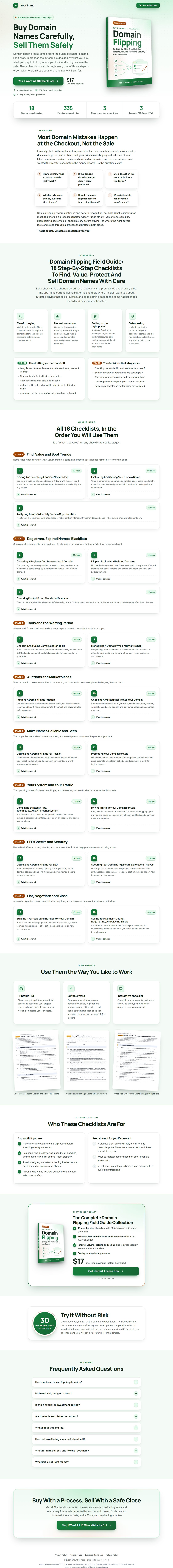 The Domain Flipping Profit Kit mini sales page, ready for your name