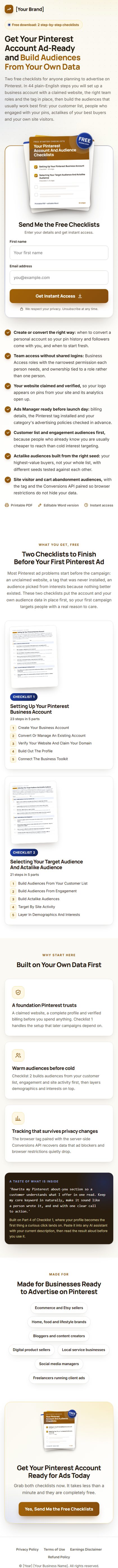 The Pinterest Ads Profit Kit squeeze page on a phone