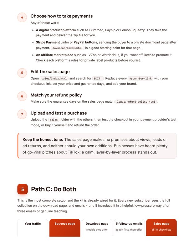 Quick Start Guide action plan page