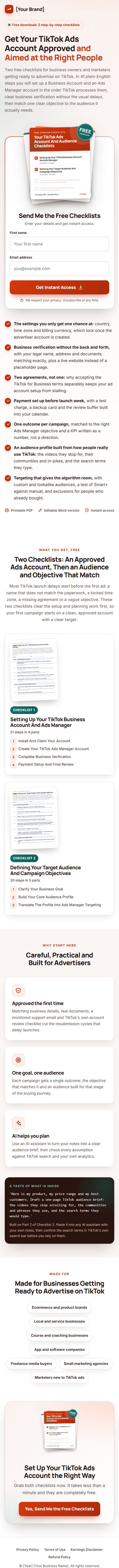 The TikTok Campaigns Profit Kit squeeze page on a phone