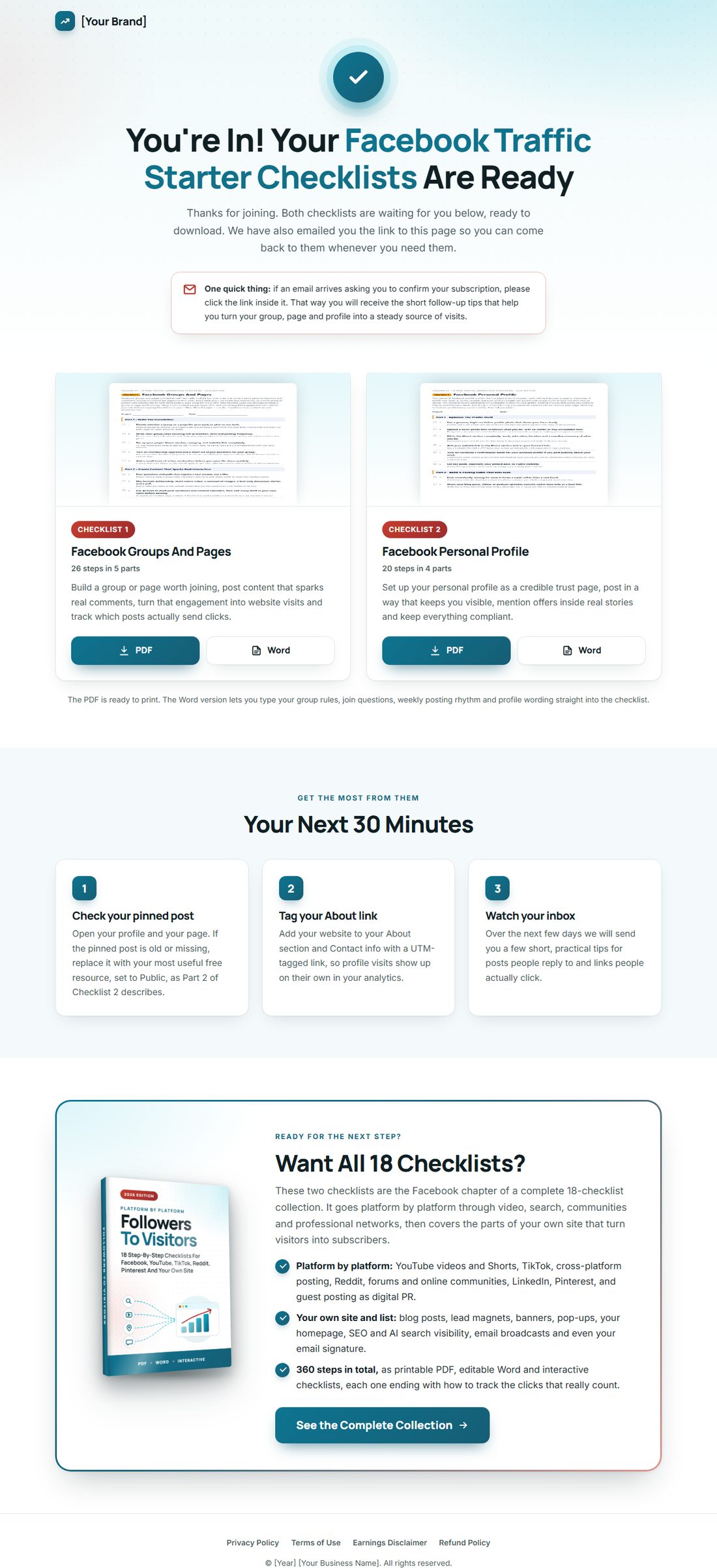 The download page on desktop