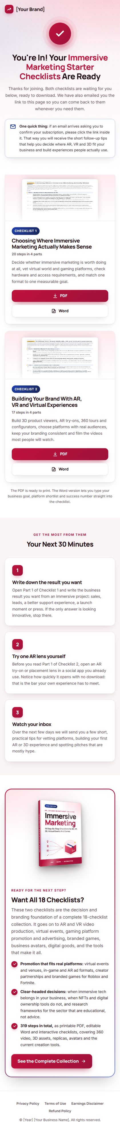 The download page on a phone