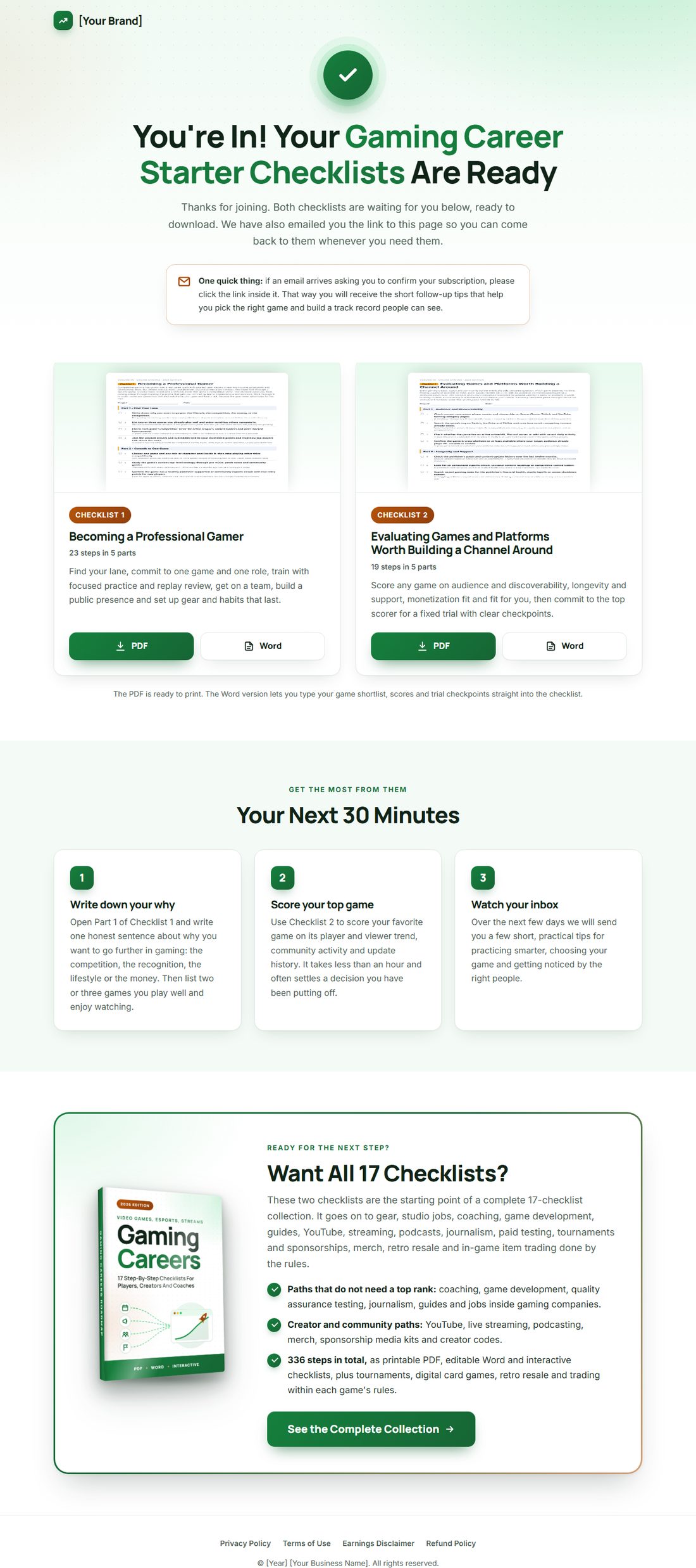 The download page on desktop