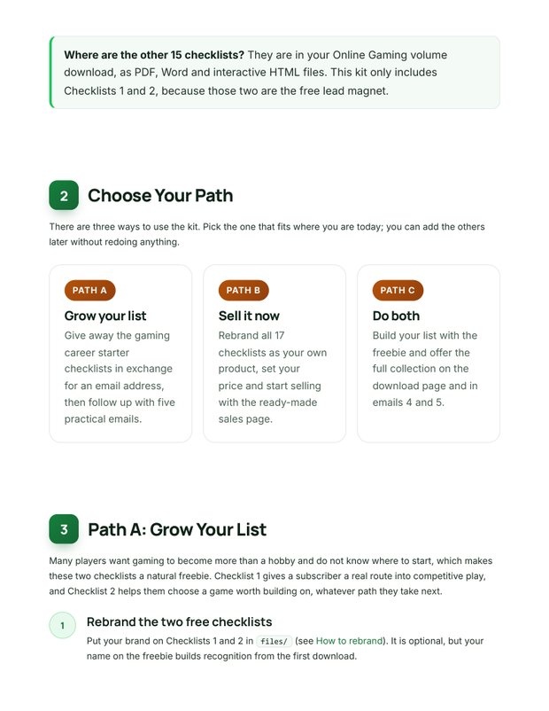 Quick Start Guide inside page