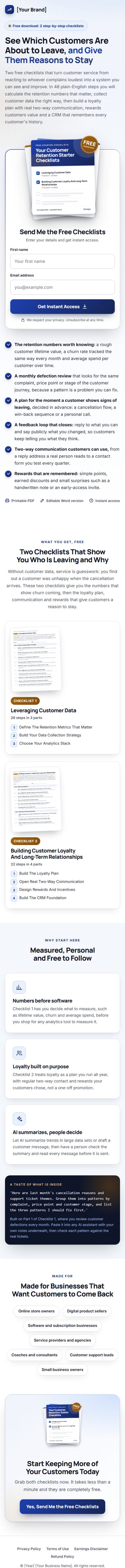 The Customer Service Profit Kit squeeze page on a phone