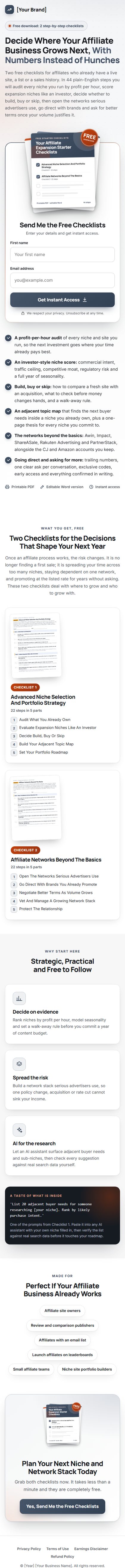 The Affiliate Scale Profit Kit squeeze page on a phone