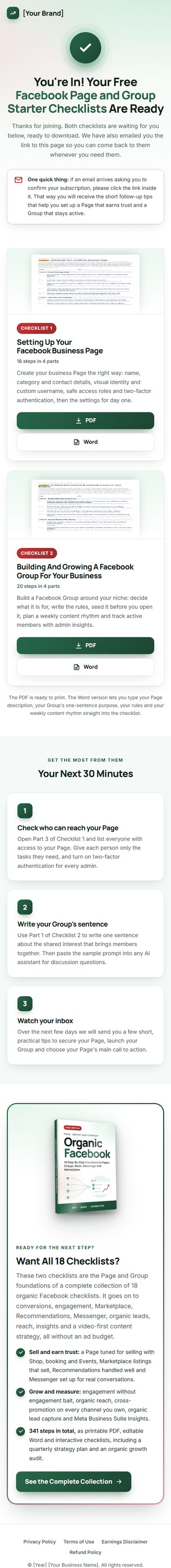 The download page on a phone