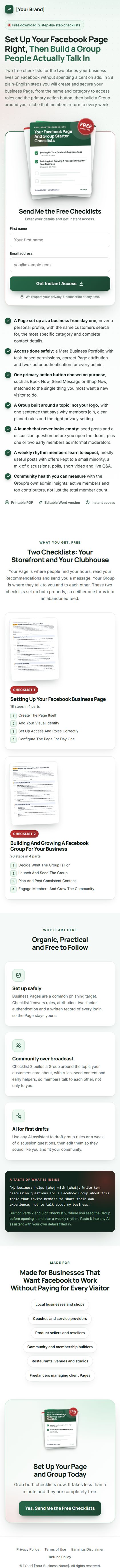 The Organic Facebook Profit Kit squeeze page on a phone