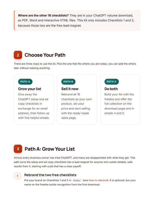 Quick Start Guide inside page