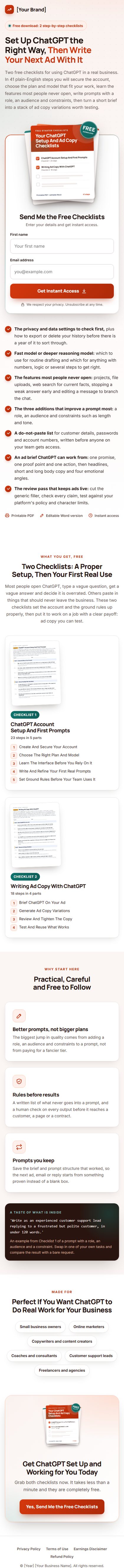 The ChatGPT Business Profit Kit squeeze page on a phone