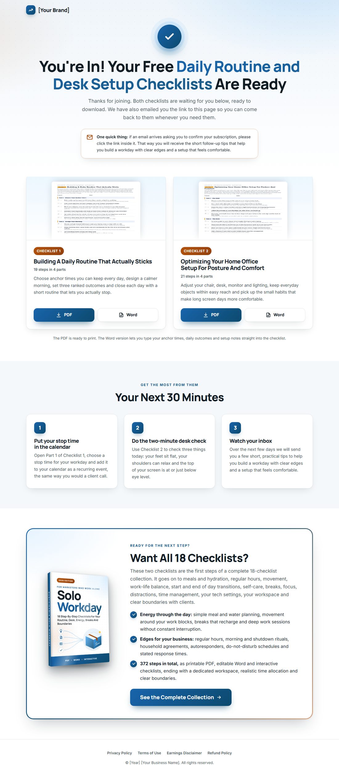The download page on desktop