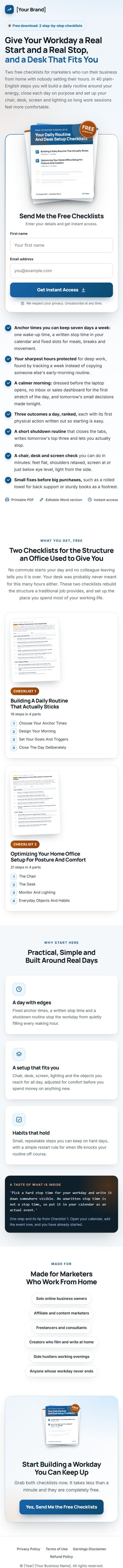 The Solo Workday Profit Kit squeeze page on a phone