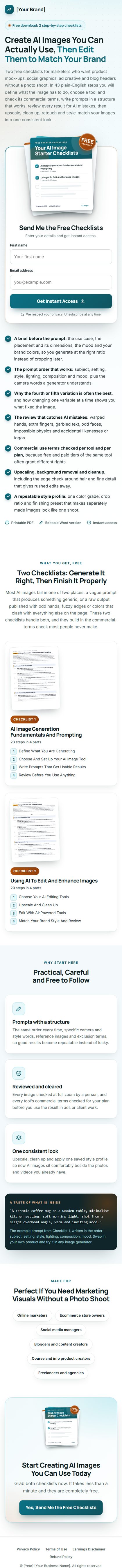 The AI Image And Video Profit Kit squeeze page on a phone