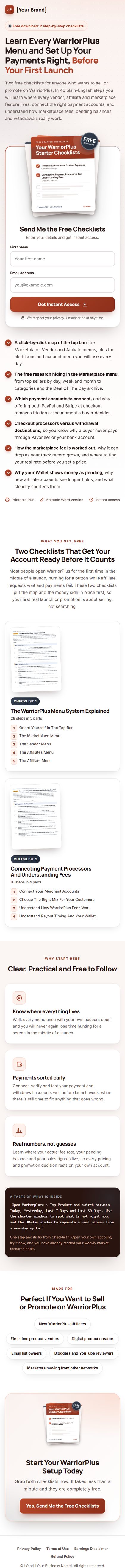 The WarriorPlus Profit Kit squeeze page on a phone