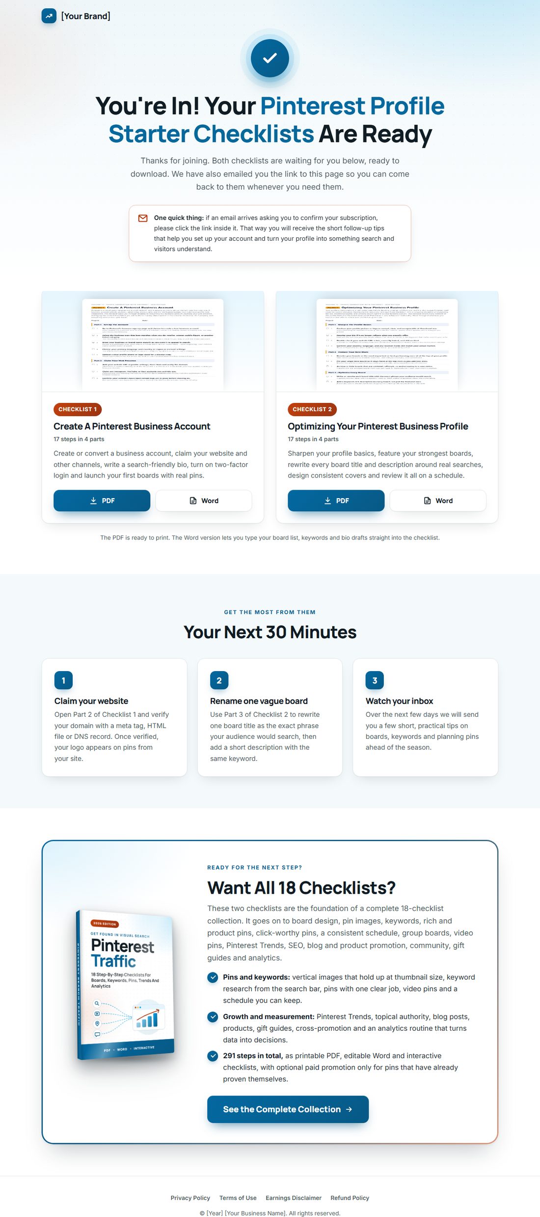 The download page on desktop