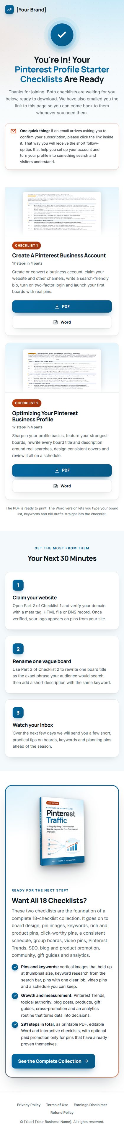 The download page on a phone
