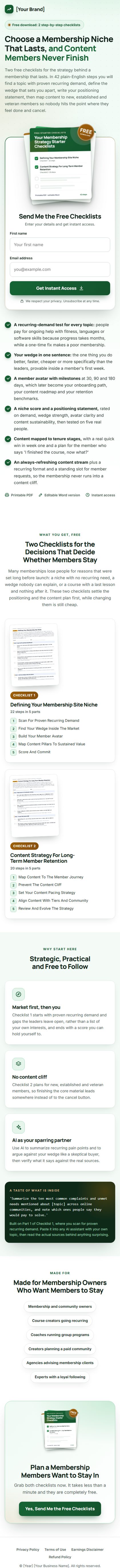 The Membership Strategy Profit Kit squeeze page on a phone