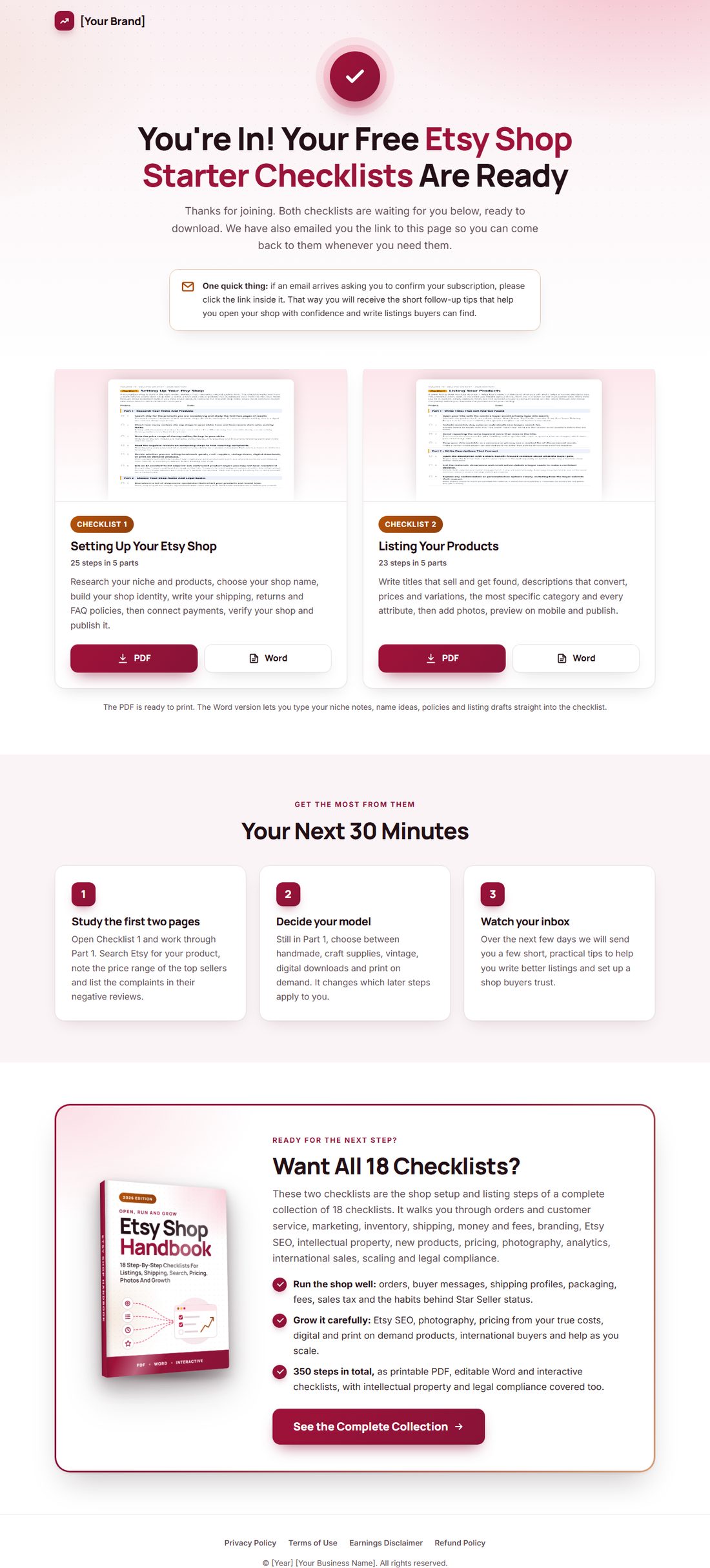The download page on desktop