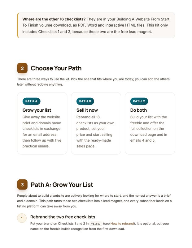 Quick Start Guide inside page