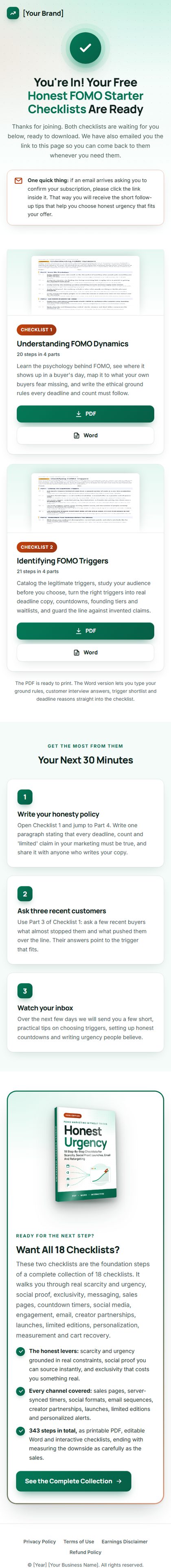 The download page on a phone