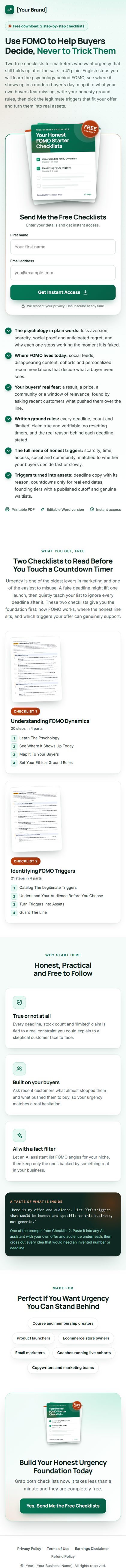 The FOMO Marketing Profit Kit squeeze page on a phone