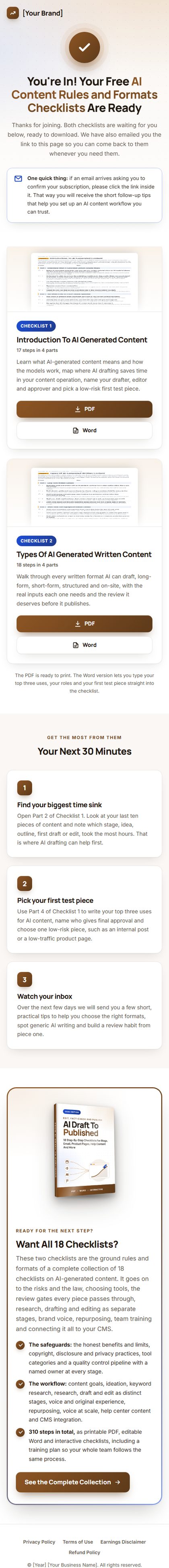The download page on a phone