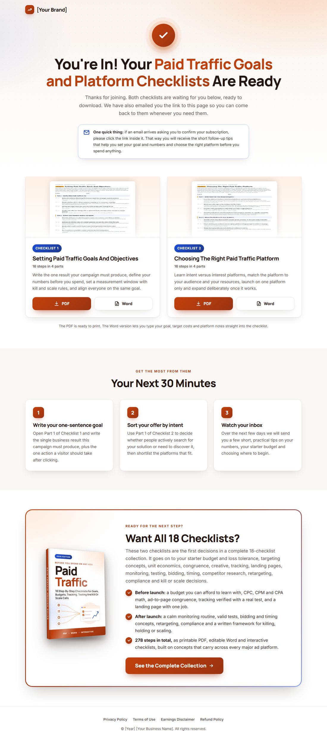 The download page on desktop