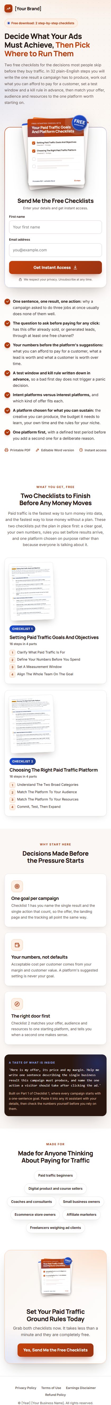 The Paid Traffic Profit Kit squeeze page on a phone
