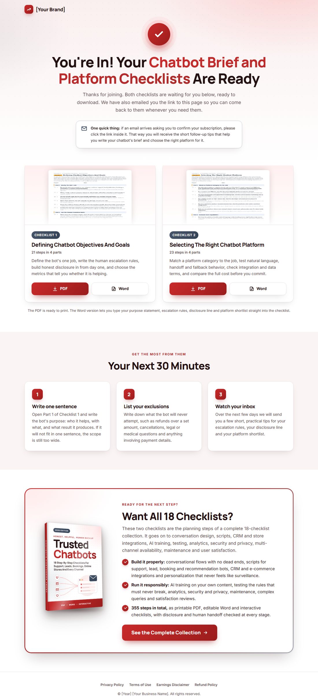 The download page on desktop
