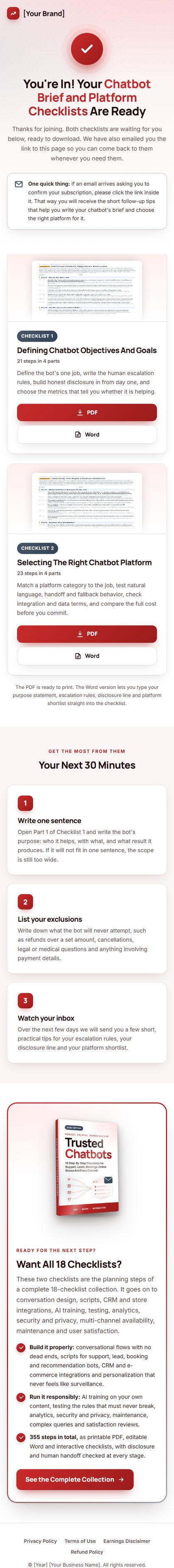 The download page on a phone