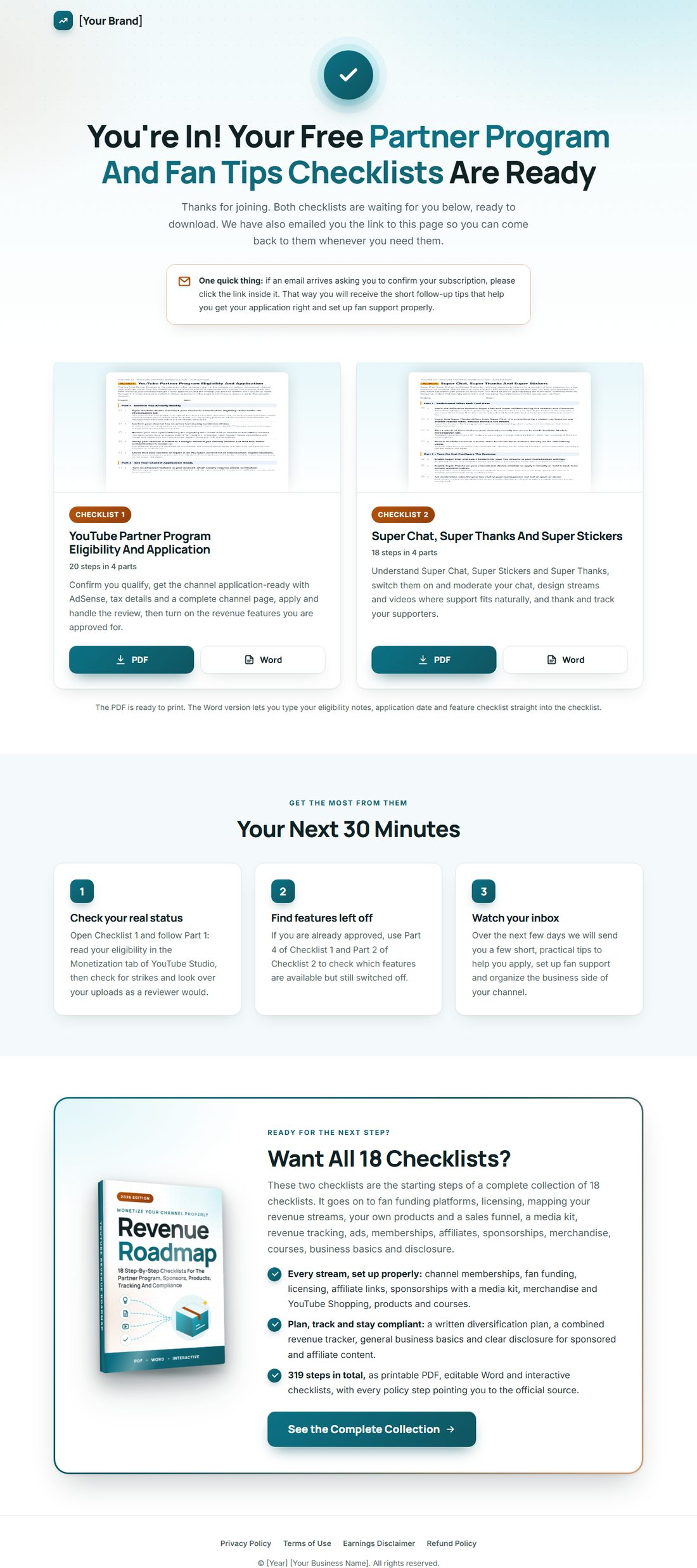 The download page on desktop