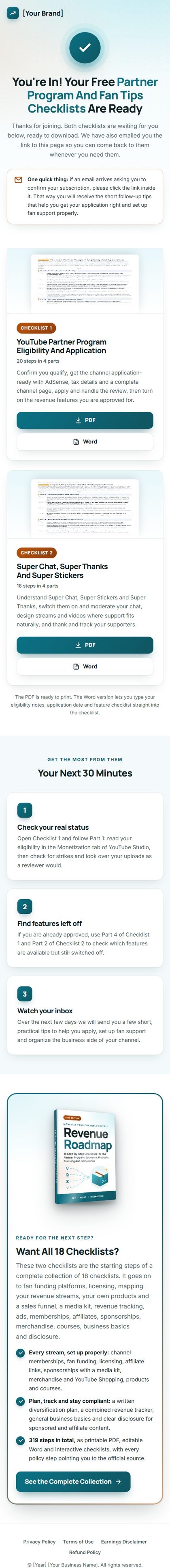 The download page on a phone