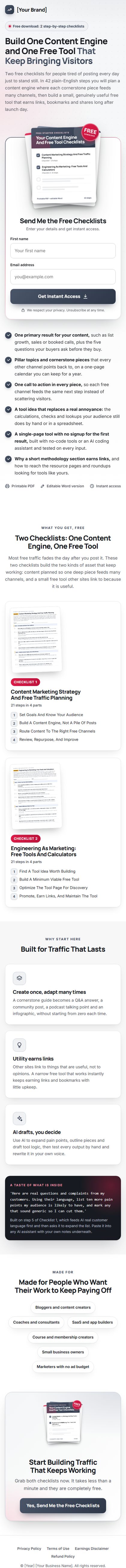 The Compounding Traffic Profit Kit squeeze page on a phone