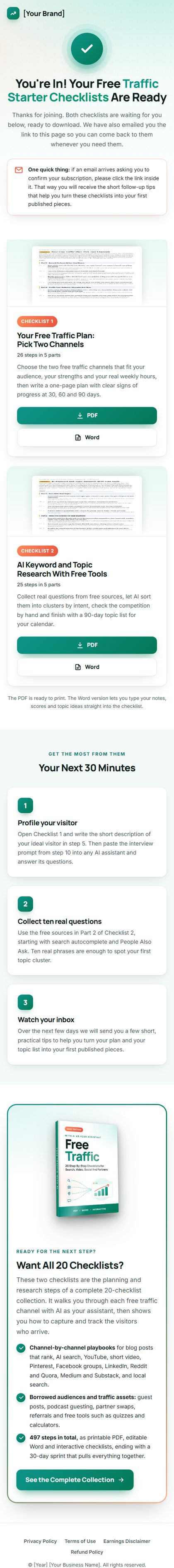 The download page on a phone