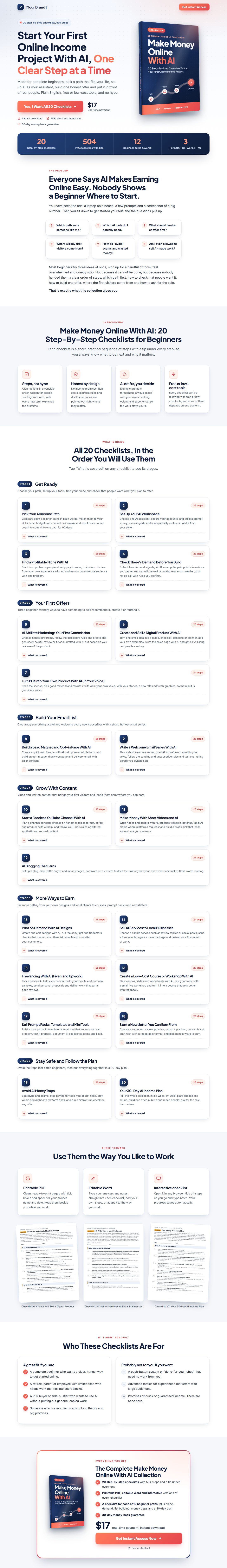 The AI Income Profit Kit mini sales page, ready for your name