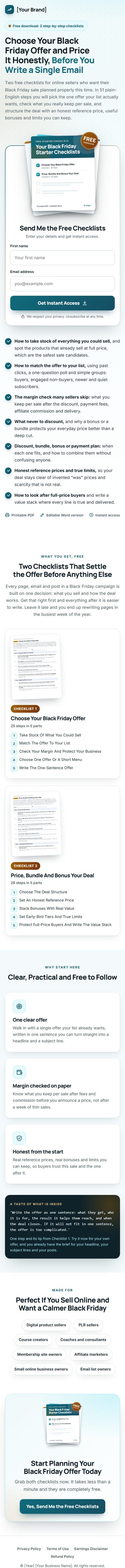 The Black Friday Profit Kit squeeze page on a phone