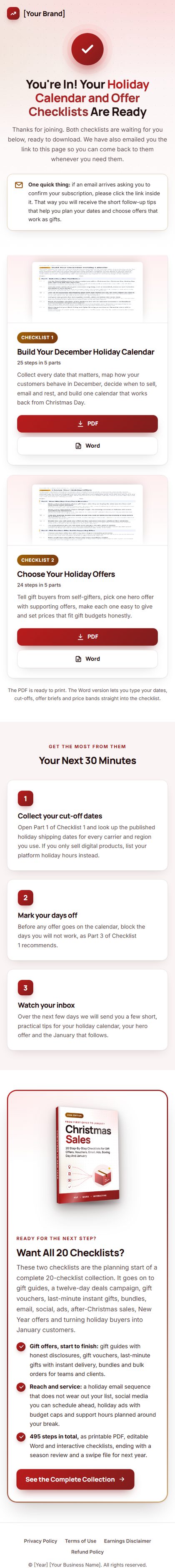 The download page on a phone