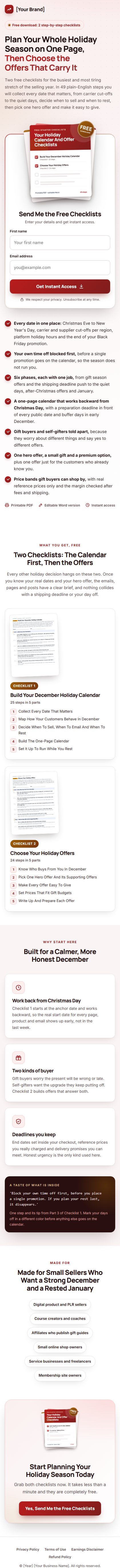 The Christmas Sales Profit Kit squeeze page on a phone