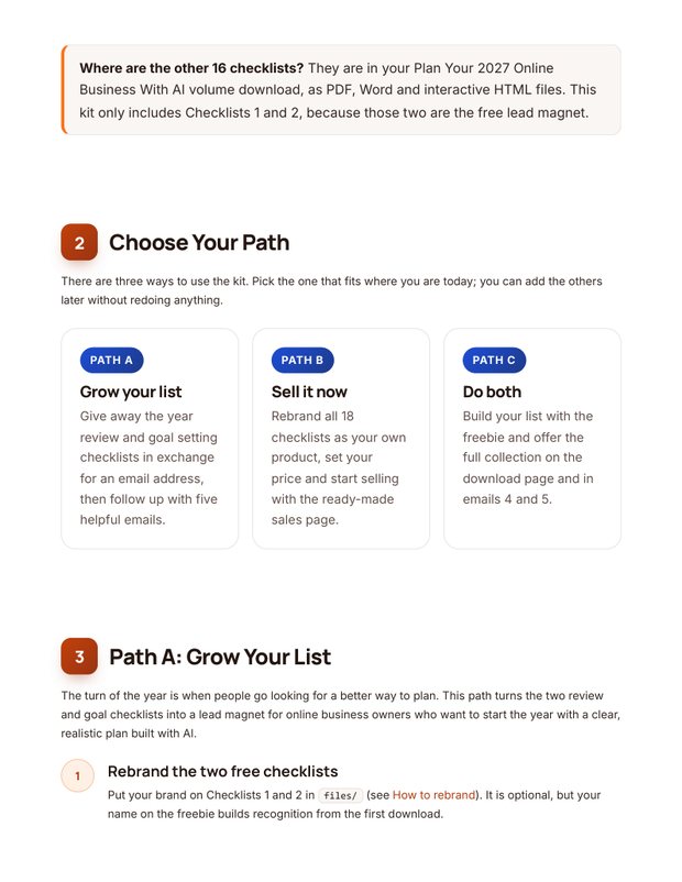 Quick Start Guide inside page