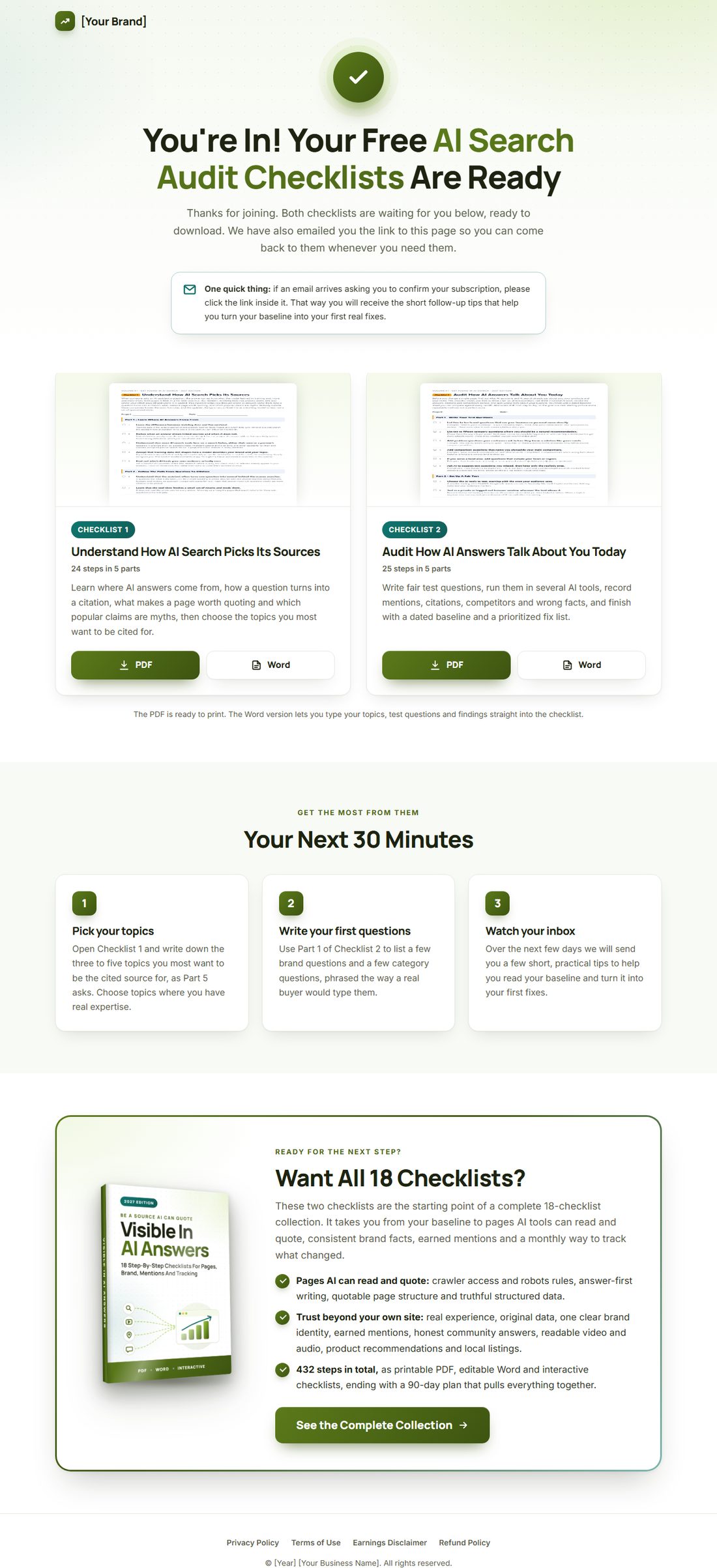 The download page on desktop