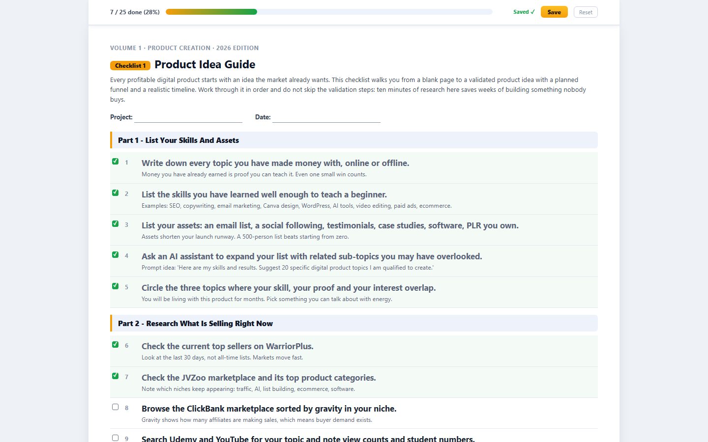 Interactive Checklists in the IM Checklist AI members area