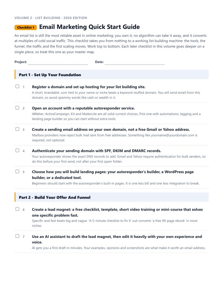A real checklist page, ready to rebrand
