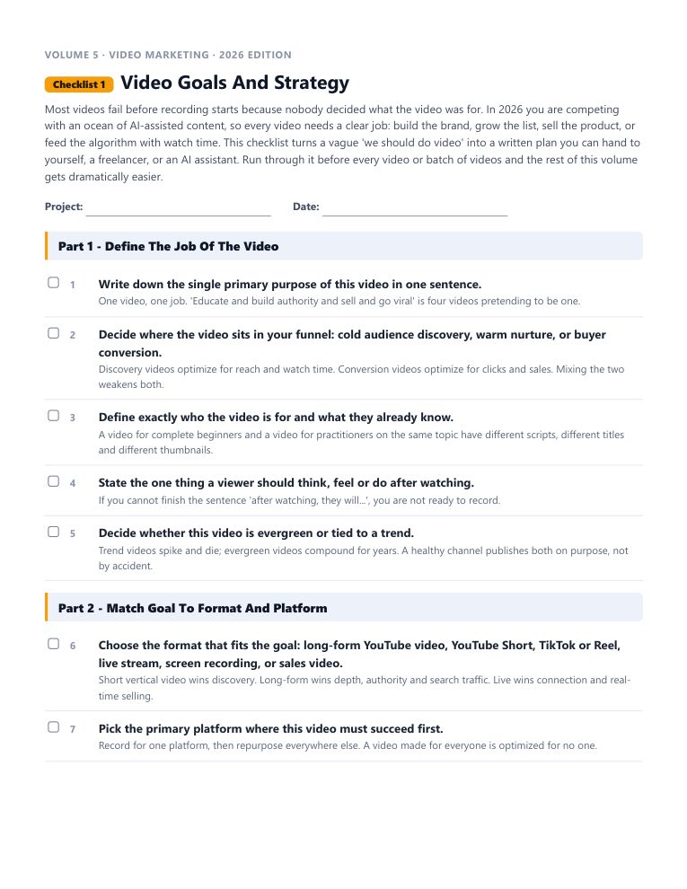 A real checklist page, ready to rebrand