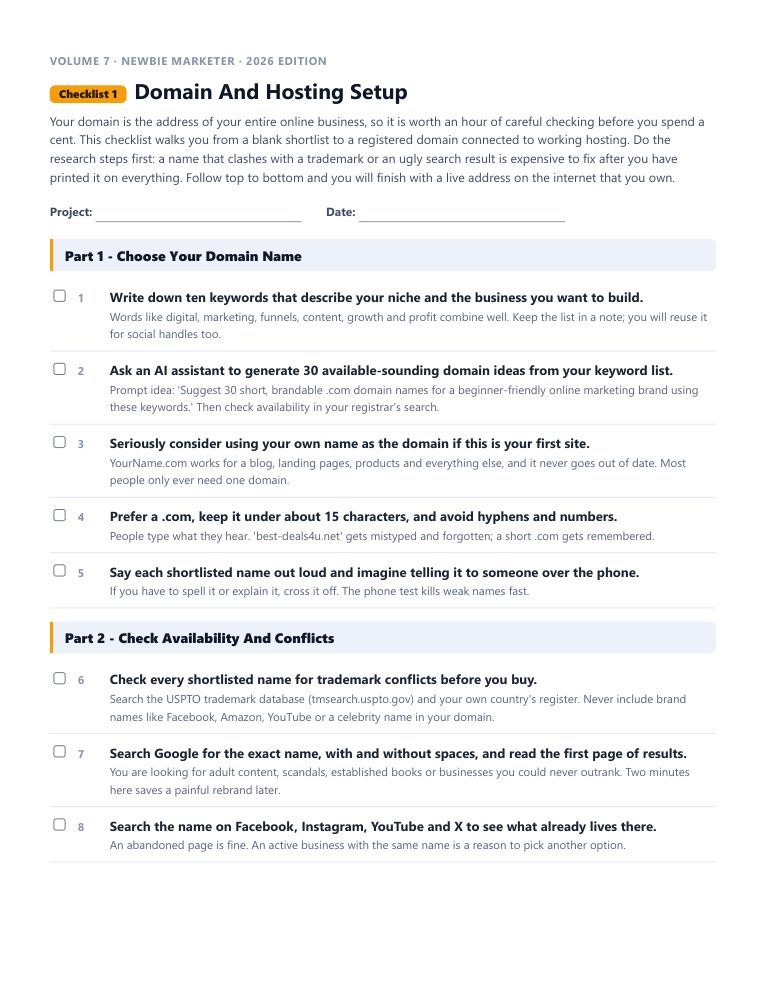 A real checklist page, ready to rebrand