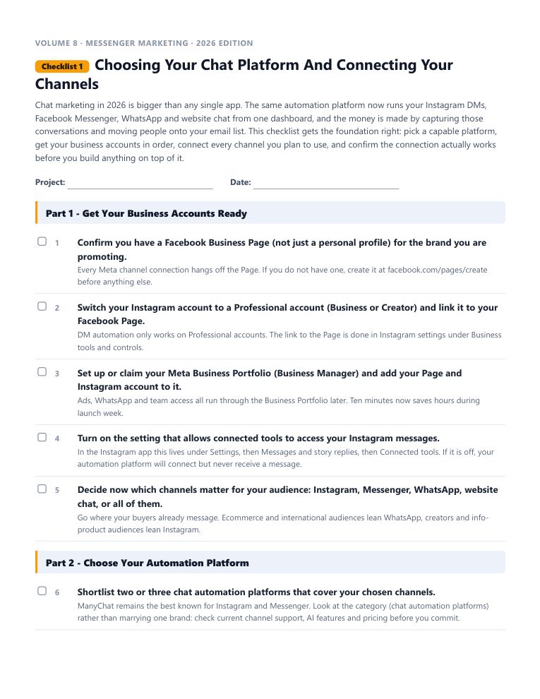 A real checklist page, ready to rebrand