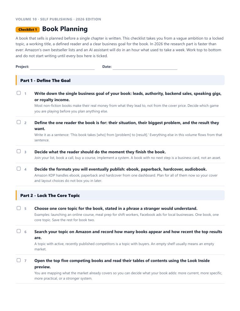 A real checklist page, ready to rebrand