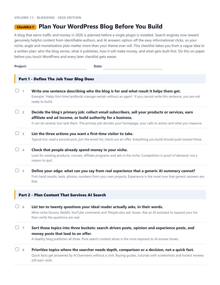 A real checklist page, ready to rebrand