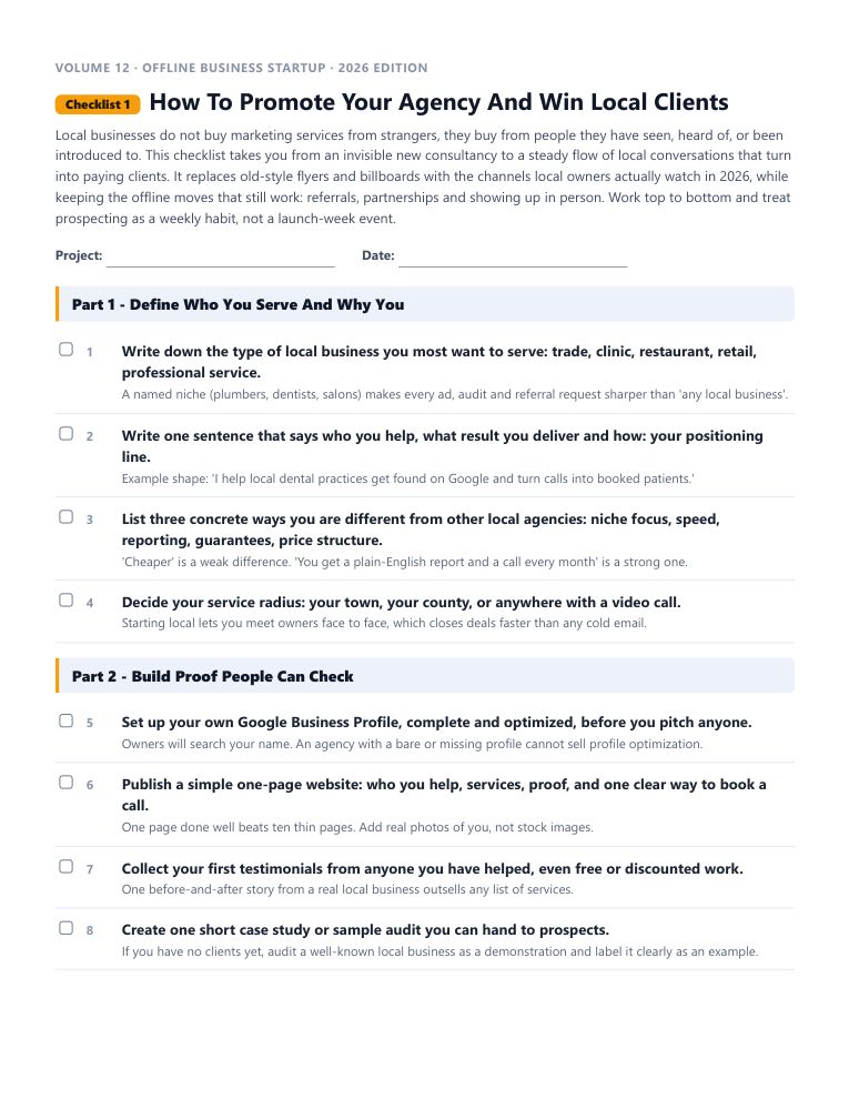 A real checklist page, ready to rebrand