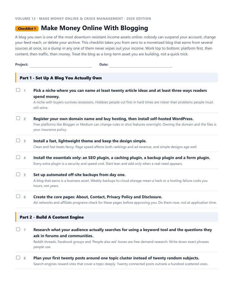 A real checklist page, ready to rebrand